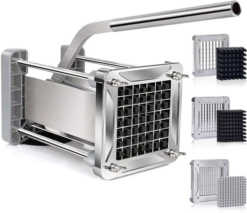Sopito Pommesschneider, Pommes Frites Schneider Edelstahl Professioneller French Fries Cutter mit 6x6mm, 9x9mm und 12x12mm Klinge für Küche