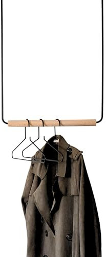 lufreb® Kleiderstange Deckenmontage, Garderobenstange aus Holz Metall | Kleiderstange Decke | Als Schmale Garderobe für Flur, Schlafzimmer, Bad (Schwarz, Breite: 40 cm x Höhe: 60 cm)
