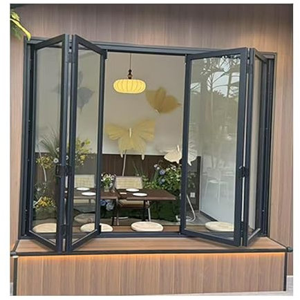 XLIHAWY Ventana Corrediza Plegable Aleación Aluminio, Puertas Plegables Diseño con Cerradura Ventanas Abatibles con Riel Inferior, Puerta Corrediza A Izquierda(120x180cm/47x71in)