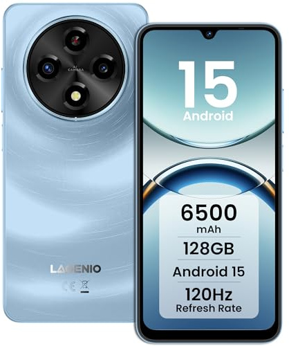 LAGENIO A12 Android 15 Smartphone Ohne Vertrag, 12GB+128GB/1TB TF Handy Ohne Vertrag, 6.9 HD+ 120Hz, 13MP+8MP Kamera 6500mAh Handy, Dual SIM 4G Simlockfreie Handys, Face ID/GPS/OTG