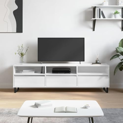 WEMYUFURN TV-Schrank Hochglanz-Weiß HiFi Rack tv möbel tv kommode lowboard 150x30x44,5 cm Holzwerkstoff