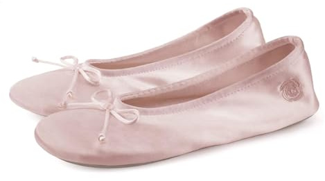 BCVIA Women's Ballerina House Slippers with Bow Ladies Satin Ballet Flat Lightweight Comfy Memory Foam House Shoes