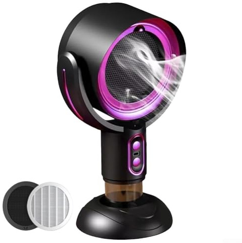 Gdfnmogo Ventilador de escape portátil de escritorio con carga USB, motor de 87 W para eliminación de humo en cocina y barbacoa al aire libre, velocidad y dirección ajustables (negro morado)