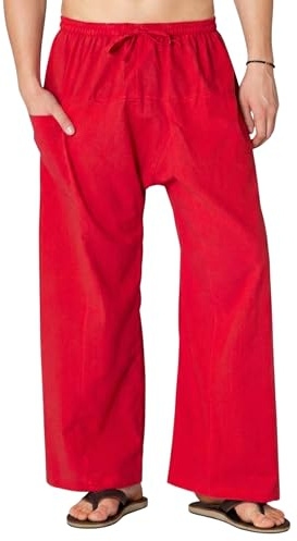 PANASIAM leichte Baumwollhose Damen & Herren - im Stil Einer Fischerhose | Schlupfhose Unisex, bequeme Rehahose & Relaxhose mit Gummibund & Tunnelzug - Freizeithose für Homeoffice, Krankenhaus & Yoga