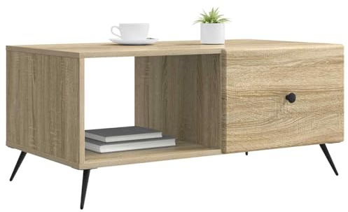 vidaXL Couchtisch Sonoma-Eiche 90 x 50 x 40 cm Holzwerkstoff, Wohnzimmer, rechteckiger Couchtisch, Elegantes Design, viel Stauraum, moderner Stil, klassisches Möbelstück