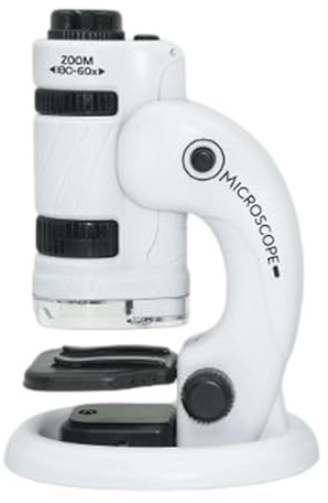 Portable Science Instrument for with 60x-180x Magnification, Detachable Base, LED Light, 12 Slides Educational Microscope Toy