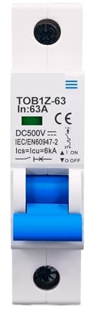 1 disjoncteur DC MCB 6KA 1P 500V 3A 6A 10A 16A 20A 25A 32A 40A 50A 63A connexion en Y(6A)