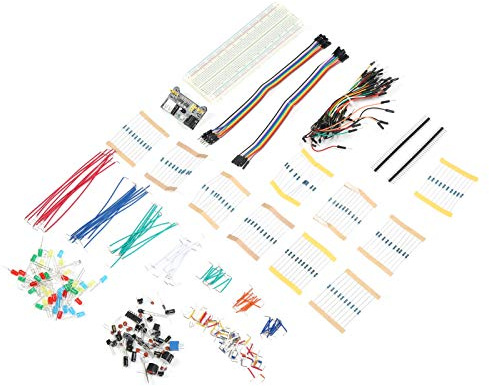 Ejoyous Kit de Componentes Electrónicos de Bricolaje, Kit de Componentes Electrónicos de Placa de Pruebas con Línea de Salto de Aleación de Plata y 100 Resistencias, Juego de Aprendizaje de 329