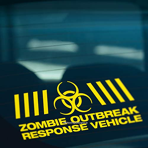 HastingsDesigner ZOMBIE OUTBREAK VEHICLE Funny Car,Window,Bumper JDM DUB EURO Vinyl Decal Sticker (Yellow)