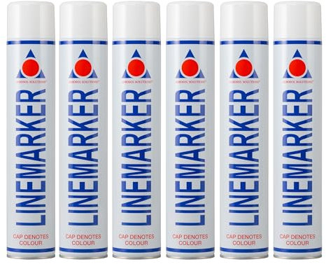 Aerosol Solutions Line Marker, Grass and Road Spray Paint, White, 750 ml (Pack of 6)