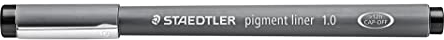 STAEDTLER schwarzer pigment liner, Linienbreite 1,0 mm, dokumentenechte Pigmenttinte, lange Metallspitze, lange Lebensdauer, 10 Fineliner im Kartonetui, 308 10-9