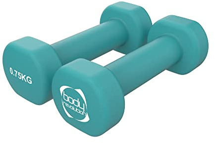 Neoprene Dumbbells 0.5kg - 10kg - Coated Cast Iron Dumbbells, Cardio, Aerobics and HIIT Exercise Weights - Gym Equipment for Home Strength Training and Workouts by Body Revolution