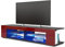 Vladon Lowboard Movie, TV-Kommode mit 4 offenen Fächern und Zierleisten, Schwarz matt/Bordeaux Hochglanz, inkl. LED-Beleuchtung blau (134 x 29 x 39 cm)