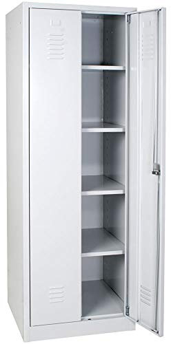 Stahlblechschrank, HxBxT 1800x600x500 mm, 4 Böden, lichtgrau RAL 7035
