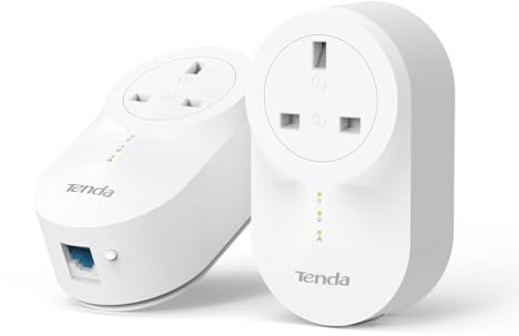 Tenda PH6 AV1000 Passthrough Powerline Adapter Kit with 1 x Gigabit Port (AC Passthrough) for fast & stable network expansion, for 4K/3D/HD Video Streaming and Gaming, UK Plug Version - Pack of 2