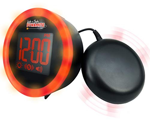 Vibrationswecker für Taube mit 95dB lautem Alarm und Blitzlicht - Der Geemarc WAKE 'N' SHAKE Dynamite weckt auch Langschläfer - USB-Ladegerät - Version DE
