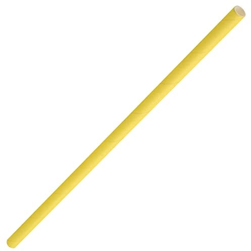 Lot de 250 pailles en papier solide Jaune 20,3 cm