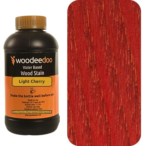 WooDeeDoo Water Based Wood Stain | Wood Dye | Ready to Use | Environmentally Friendly | Solvent Free | Odour Free | 450 ml | Light Cherry