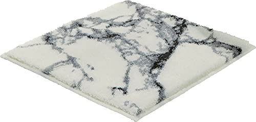 Erwin Müller WC-Vorlage ohne Ausschnitt, rutschhemmend Marmor weiß Größe 50x50 cm - sehr saugfähig, schnelltrocknend, für Fußbodenheizung geeignet