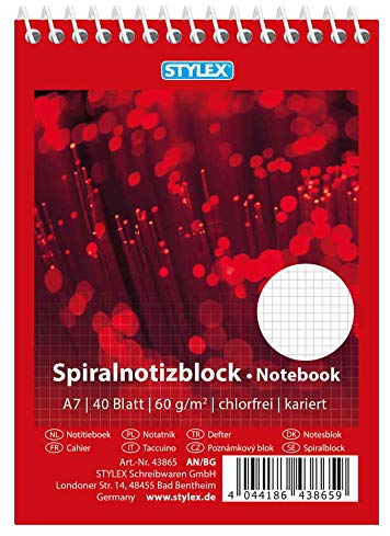 10x Spiral-Notizblock / Schreibblock / DIN A7 / kariert