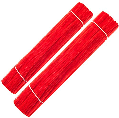 Waycreat Pfeifenreiniger, roter Chenille-Stiel für Bastelarbeiten, Dekorationen, 6 mm x 30,5 cm, 200 Stück