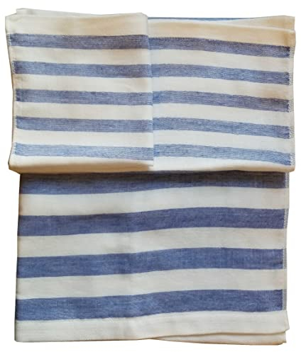 IPPINKA Japanisches Handtuch, ultraweich, schnelltrocknend, gestreift, marineblau, 3 Stück