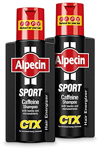 Alpecin Sport Coffein Shampoo CTX mit Taurin 2x 250ml | Natürliches Haarwachstum für Männer | Energizer für kräftiges Haar | Haarpflege für Männer | Made in Germany