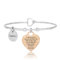SAGA GIOIELLI® BRACCIALE RIGIDO DONNA FRASI PENSIERI PAROLE EMOZIONALE INCISIONE ACCIAIO CUORE ROSE' (L'amicizia è una sola anima...)