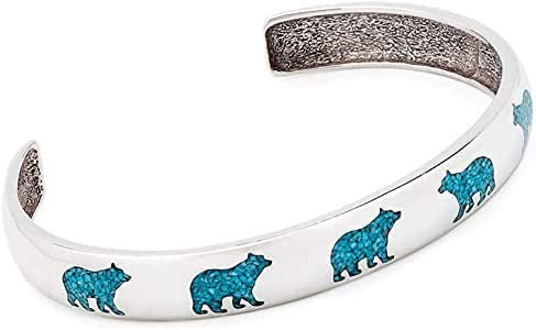 Indianerschmuck Armreif Grizzlybär Türkis Chip Inlay Westernschmuck Indianerarmreif Navajo Style USA