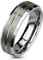 Paula & Fritz® Ring Damen Wolframcarbid Gebürstet Gr. 57 (18,1) Silber-Gold 6-mm Breit Herren-Ring Partner-Ring Damenring Verlobungs-Ring Ehering