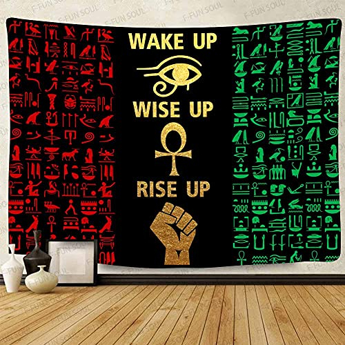 F-FUN SOUL Egyptian Horus Eye Tapisserie, groß, 203,2 x 152,4 cm, weicher Flanell, Ägypten Ankh Hyerogliphen Trippy Wandbehang Wandteppich für Wohnzimmer Schlafzimmer Dekor GTZYFS1324