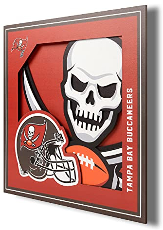 YouTheFan NFL Tampa Bay Buccaneers 3D-Logo-Serie Wandkunst – 30,5 x 30,5 cm
