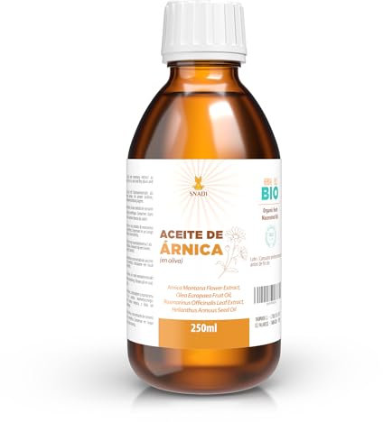 250 ml - Reines, biologisches, mazeriertes Arnika öl. Arnika in Oliven- und Rosmarinextrakt als Antioxidans