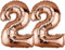 DekoRex Folienballon Rosegold 82cm Geburtstag Jubiläum Hochzeit Deko (Zahl 22)