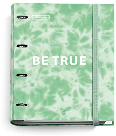 Miquelrius Carpebloc Tie Dye Ordner mit 4 Ringen + Ersatzmine, 100 Blatt, A4, kariert, 5 mm, Papier 90 g, Blau