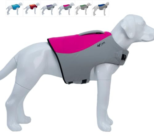 Hundeschwimmweste im Sportstil mit ausgezeichneter Auftriebskraft, stylische Hundeschwimmweste mit Rettungsgriff für kleine, mittlere und große Hunde Rosered XXL