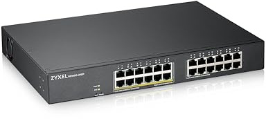 Zyxel 24 Port Network Ethernet Switch | Smart Managed PoE+ | GS1915-24EP | 12x PoE+ with 130W Budget + 12x GbE Ports, Fanless, NebulaFlex, VLAN, QoS, IGMP Snooping, Rack Mount Kit Included
