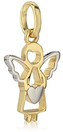 NKlaus Taufanhänger 18mm kleiner Schutzengel Gelb Gold 333 poliert 8 Karat Amulett rhodiniert 2254