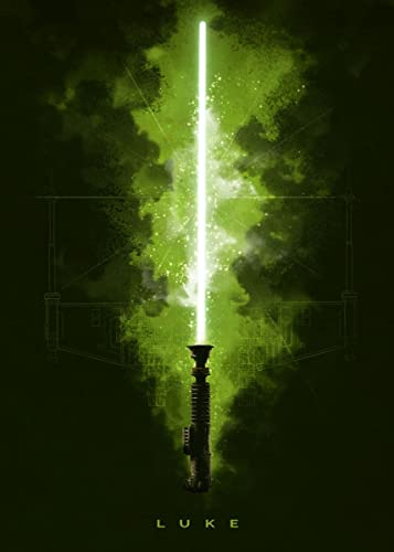 Displate Offiziell Star Wars MetallPoster Magnetische Befestigung Inklusive Lizenziert Bilder Hochwertiges Poster Star Wars - Lightsabers - Luke Poster 45 cm x 32 cm