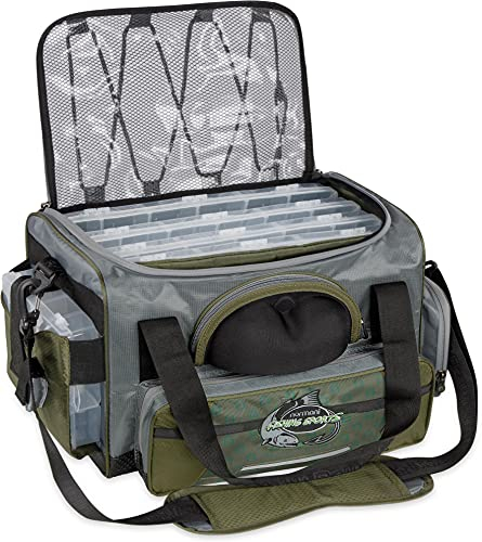 normani XXL Angeltasche mit 5 Köderboxen wasserdichte Angelbox Allzwecktasche Karpfentasche Tackle Bag Angel-Zubehörtasche - inkl. 5 Tackle Boxen und Sonnebrillen Hardcase Farbe Olive