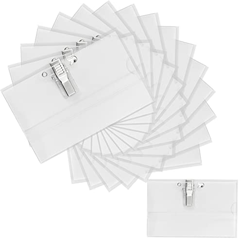 YunBey 60 Pezzi Porta Badge in Plastica Trasparente Badge Portanome, Targhette per Nome per Scuole, Aziende, Conferenze e Visitatori (57 * 90 mm)-con Clip e Spilla