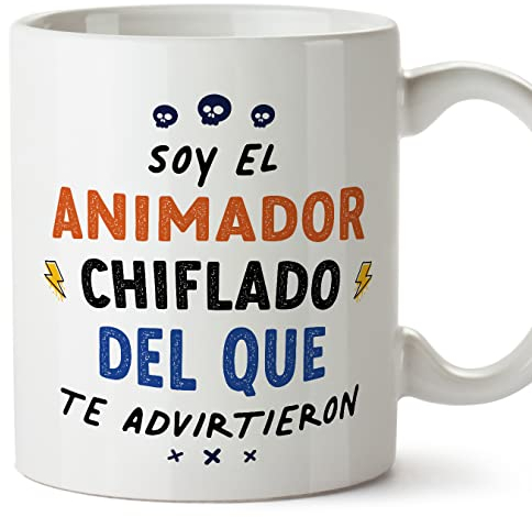 MUGFFINS Tazas para ANIMADOR hombre - En Español - Todos te advirtieron - 11 oz / 330 ml - Regalo original y divertido