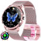 LWEARKD Smartwatch Damen, Fitness Armbanduhr 1.09 Zoll Touchscreen Fitness Tracker mit Pulsuhr Fitnessuhr Sportuhr mit Herzfrequenzmessung IP68 Wasserdicht Stoppuhr Smart Watch für Android iOS (Rosa)