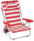 SONGMICS Strandstuhl, Campingstuhl, faltbar, mit Schultergurt, verstellbare Rückenlehne, Kopfstütze, Armlehne, 2 Seitentaschen, Rot und Weiß GCB062R01