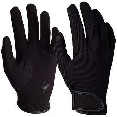 WDEC Reithandschuhe, Unisex Erwachsene, Reithandschuhe Atmungsaktiv, Touchscreen Handschuhe, für Radfahren, Reiten und Outdoor Aktivitäten, Professional (schwarz, L)