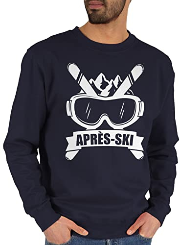 Sweater Pullover Sweatshirt Herren Damen - Skiurlaub Apres Ski - Après-Ski Skibrille - L - Dunkelblau - hüttengaudi Outfit Skifahrer Pulli Party skioutfit Brille polower Mottoparty apre männer