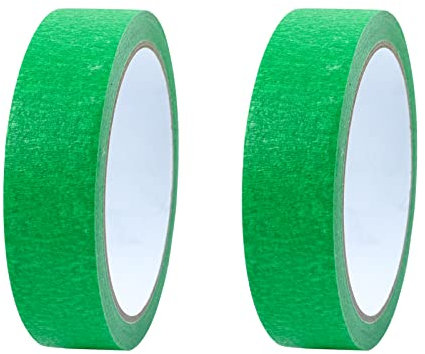 2 Rolls Green Premium Masking Tape,Painters Tape Masking Tape Sharp Lines 25mm X 20M Indoor Decorating Tape Writable Artist Painting Tape Adhesive Crafts Painters Tape for Painting and Decorating