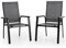 MFSTUDIO Gartenstuhl 2er Set Aluminium, Textilene Balkon Stühle Stapelbar mit Handlauf mit Holzmaserung, Outdoor Sessel für Terrasse, Balkon, Veranda, Wetterfest