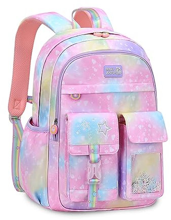 FANDARE Mignon Sac à Dos Enfant Filles Garçons Sacs à dos loisir Galaxy Sac a dos maternelle Cartables scolaires Sacs d'école Sacs portés dos Sacs Scolaires Voyage Femme sac à dos college Galaxie Rose