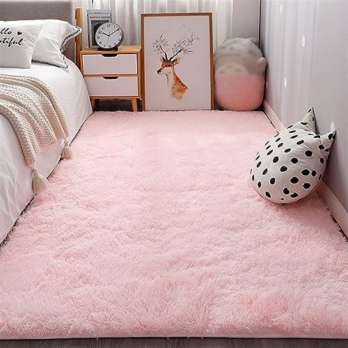 SK Studio Tapis Chambre Tapis Modernes de Salon Soft Tapis à Poils Longs Moelleux Tapis Extra Doux Antidérapant Intérieur Moelleux épais pour Salon Rose A, 60x160cm